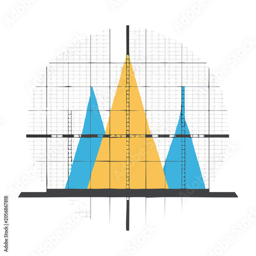 Abstract flat design icon with blue and yellow shapes