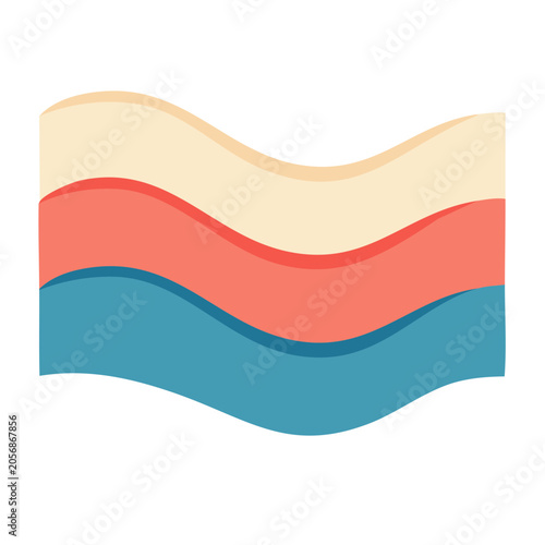 Curved ribbon in red blue and yellow flat design