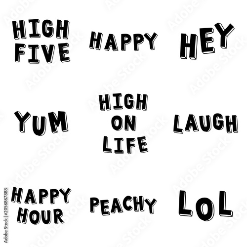 Принти на полотні Trendy png bold typography set