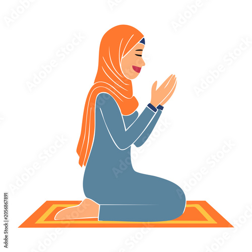 Flat design illustration of woman meditating