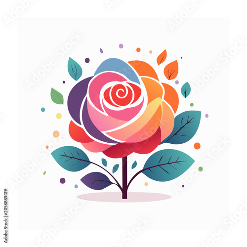 Abstract flat design flower with butterfly