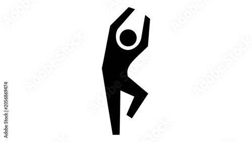 Cuadro en lienzo A black silhouette of a person in a dynamic pose, possibly dancing or performing