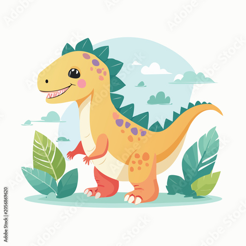 Cute Cartoon Dinosaur Illustration