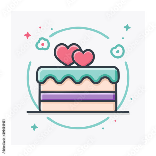 Flat design heart-shaped sofa illustration