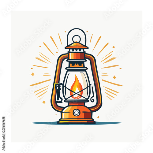 Flat design lighthouse with sun rays