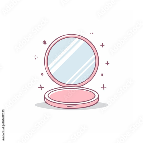 Flat design cosmetic compact with lipstick and powder