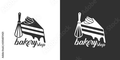 Fotografija Stylish graphic logo design for a bakery shop, featuring a delectable cake slice