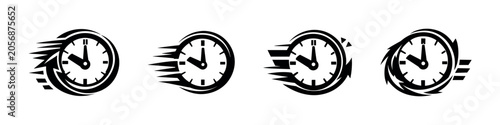 Bild auf Leinwand Set of four stylized clocks indicating fast movement and passage of time