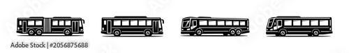 фотографія Collection of four distinct bus silhouettes in black and white for design