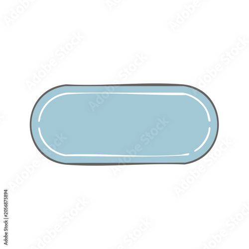 Blue flat oval shape isolated