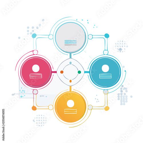 Flat design network data flow diagram