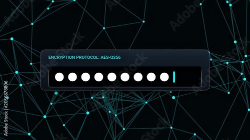 Digital network with dots and lines password entry granting access technology concept