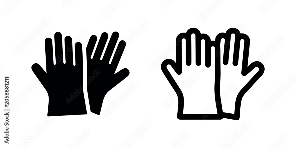 Obraz premium Gloves icon set. Safety, protection, and work symbol. Industrial or medical gloves vector illustration.