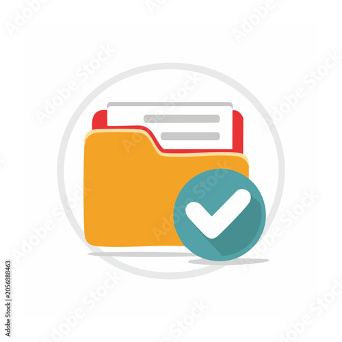 Flat icon of file upload with checkmark