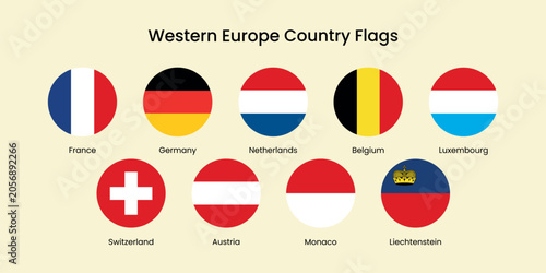 Bild auf Leinwand Western Europe flags illustration element vector set