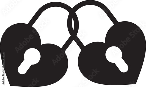 Foto Two heart-shaped padlocks linked together symbolizing love