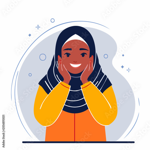 Smiling Muslim Woman Wearing Hijab