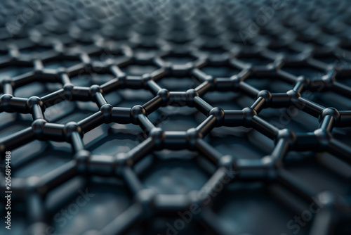Scientific graphene nanomesh atomic structure background