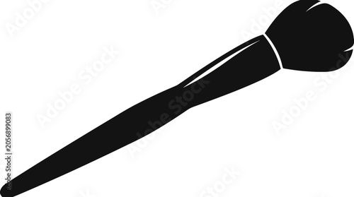 Quadro su tela Close-up of a Makeup Brush with Black Handle and Rounded Tip for Cosmetics Application