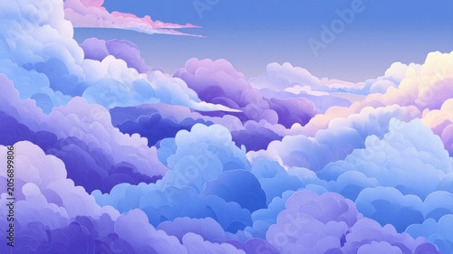 Pastel clouds in tranquil sky illusion. AI generated