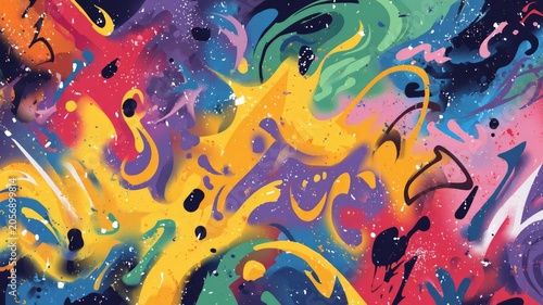 Vivid urban graffiti explosion of colors. AI generated