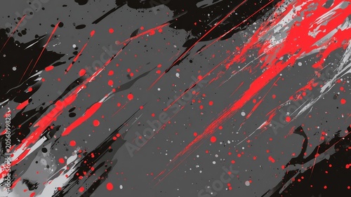 Abstract red and black paint splashing neural network AI generated