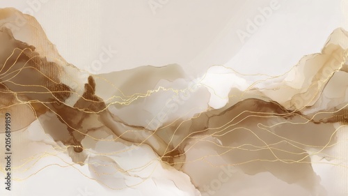 Elegant marble texture with gold accents. AI generated