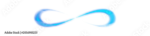 Fotografie Abstract blue glowing infinity symbol light streak loop on transparent backgroun