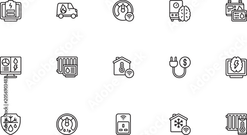 Tableau sur toile Ultrasonic Humidifier and Aroma Diffuser Line Art Icon Set