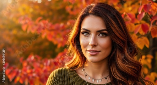 Beautiful Woman Enjoying Autumn Season Outdoors.