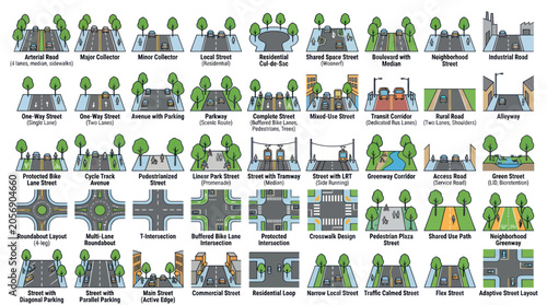 Foto Urban Street Design Elements Illustrated - Road Types & Junctions