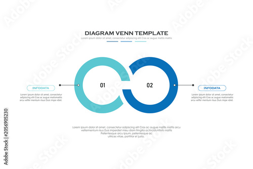 Venn diagram business infographic circle chart template 4 options, presentation with venn diagram elements vector illustration.