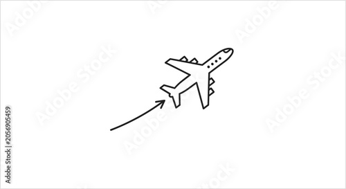 Simple Airplane Icon with Flight Path Line.