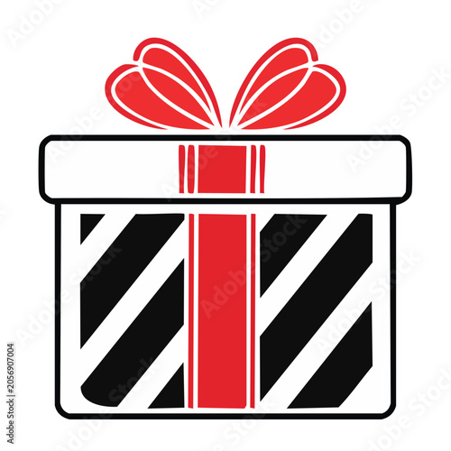 Red and black gift box vector graphic