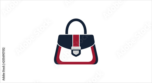 Stylish Handbag Icon with Red White and Blue Accents.