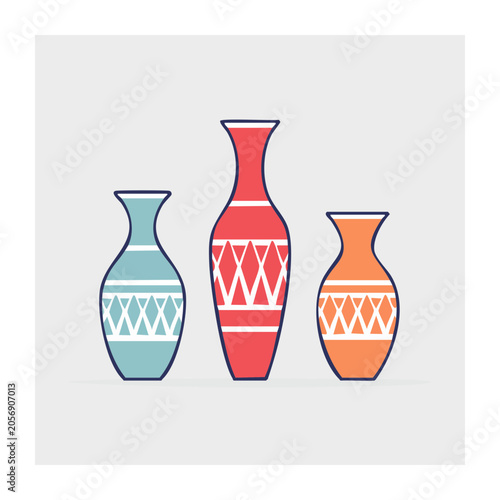 Three wine bottles in flat design style