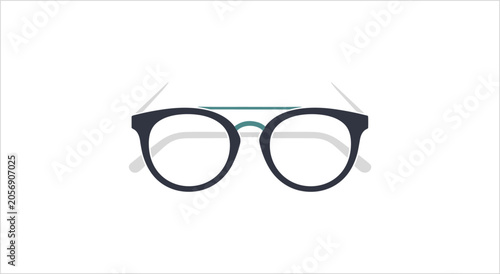 Stylish Black Eyeglasses with Clear Lenses on White Background.
