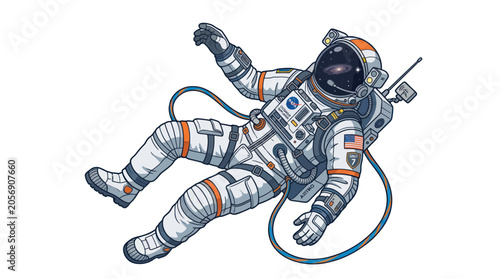 Foto Astronaut Floating in Space Suit, Zero Gravity Exploration, Science Fiction Art