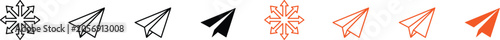Minimalist graphic icon set with arrow and paper plane designs