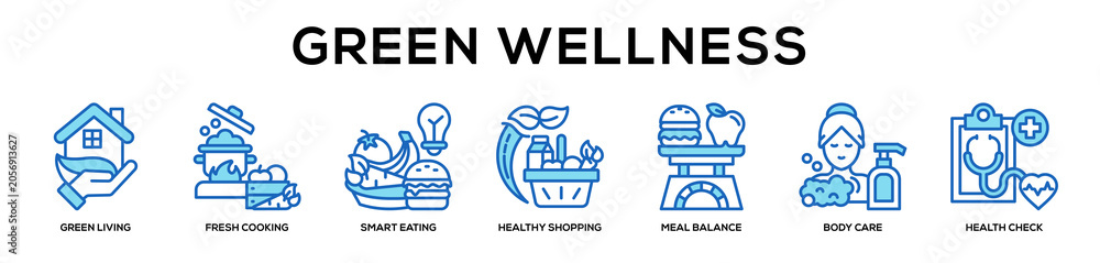 Naklejka premium blue - Green Wellness web banner icon vector illustration concept
