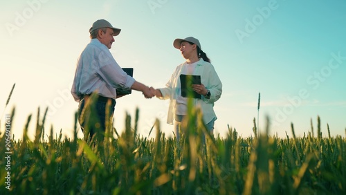Fényképezés Farmers, handshake, business people, teamwork