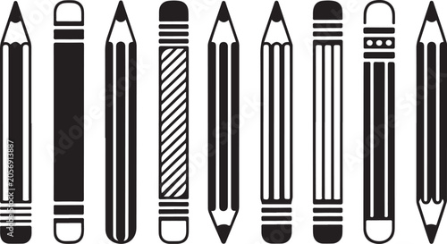 Fotografie Assorted pencils and writing instruments collection for education and creativity themes