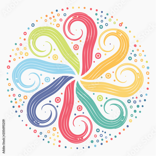 Colorful Swirls Mandala with Dots