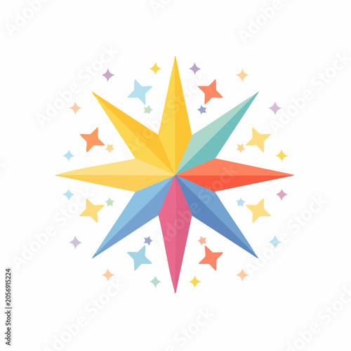 Colorful Starburst with Sparkles