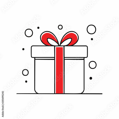 Gift Box with Red Ribbon and Bow