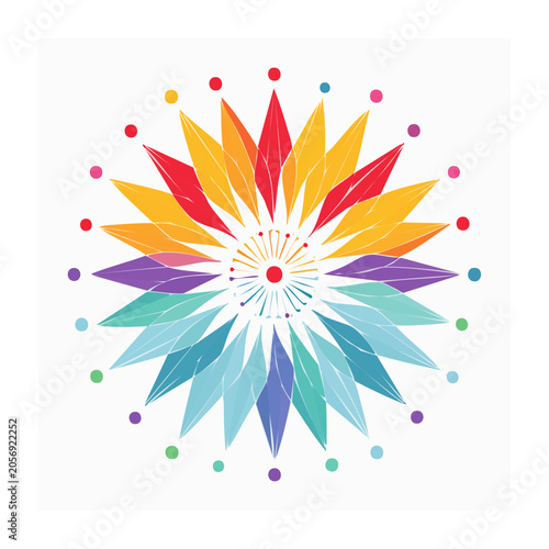 Flat design sunburst vector with colorful rays