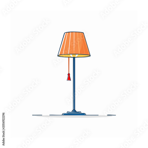 Minimalist orange umbrella on blue stand