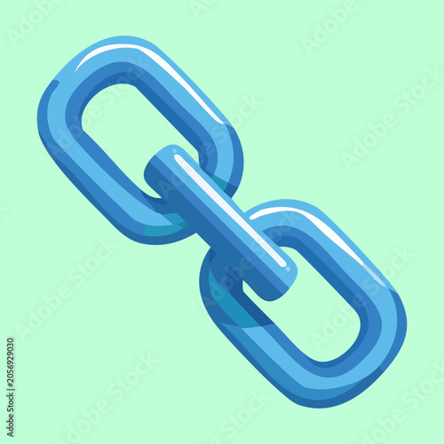 Cuadro en lienzo Diagonal blue metal chain link connection icon symbol representing hyper link bi