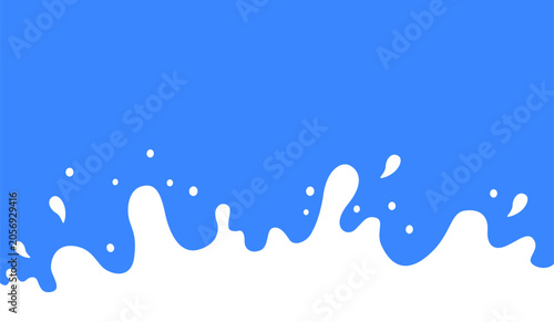 Milk Splash Background. White Liquid Wave on Blue Vector Illustration