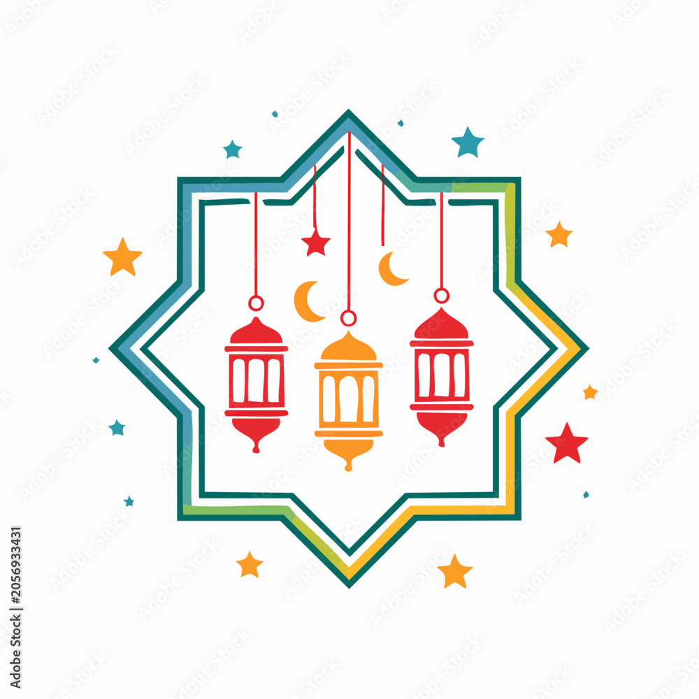 Fototapeta premium Ramadan Lanterns and Stars Decorative Frame
